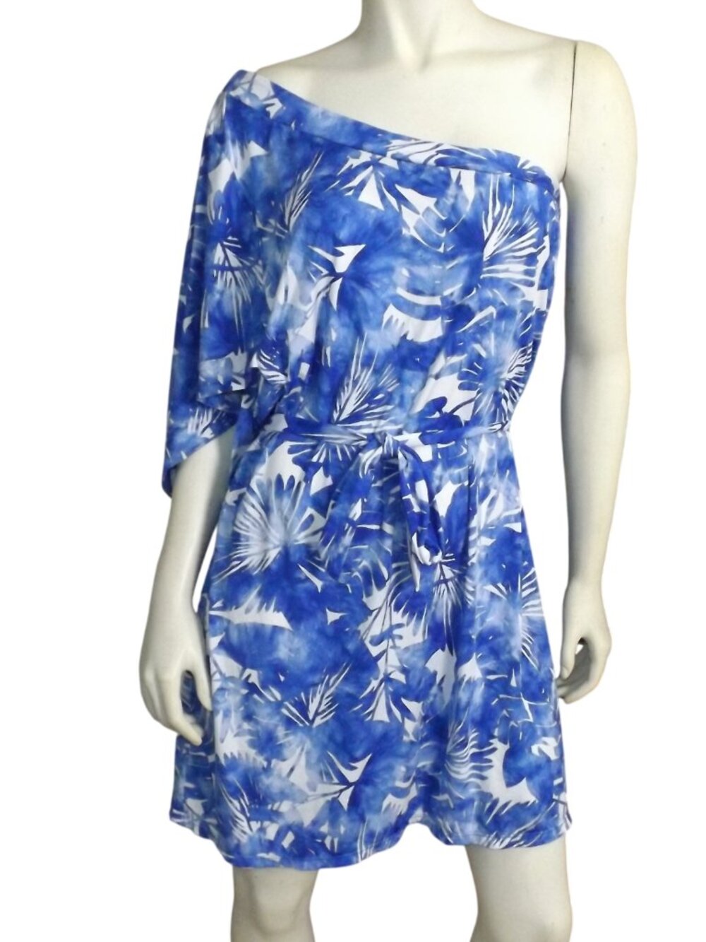 TRINA TURK Swim Dress, XL, Basque print, One shoulder, Mini/Short length, Nylon